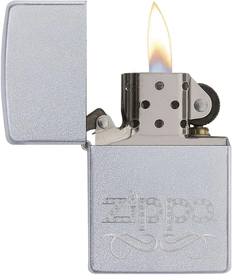 Zippo Scroll Satin Chrome Lighter 4 Zippo Scroll Satin Chrome Lighter - Billede 2