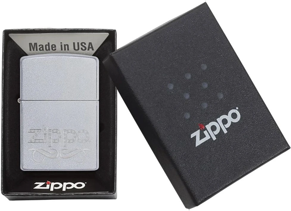 Zippo Scroll Satin Chrome Lighter 5 Zippo Scroll Satin Chrome Lighter - Billede 3