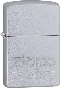 Zippo Scroll Satin Chrome Lighter